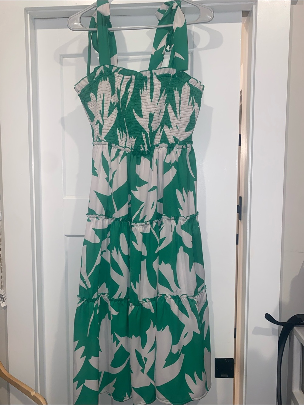 Umgee Green and White Floral Tiered Maxi Dress